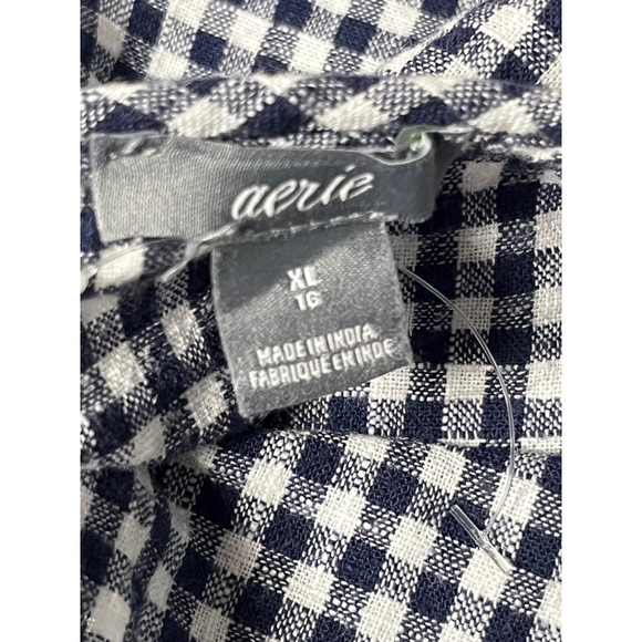 Aerie Navy Blue Gingham Wrap Strappy Summer Dress Size XL - Picture 7 of 8